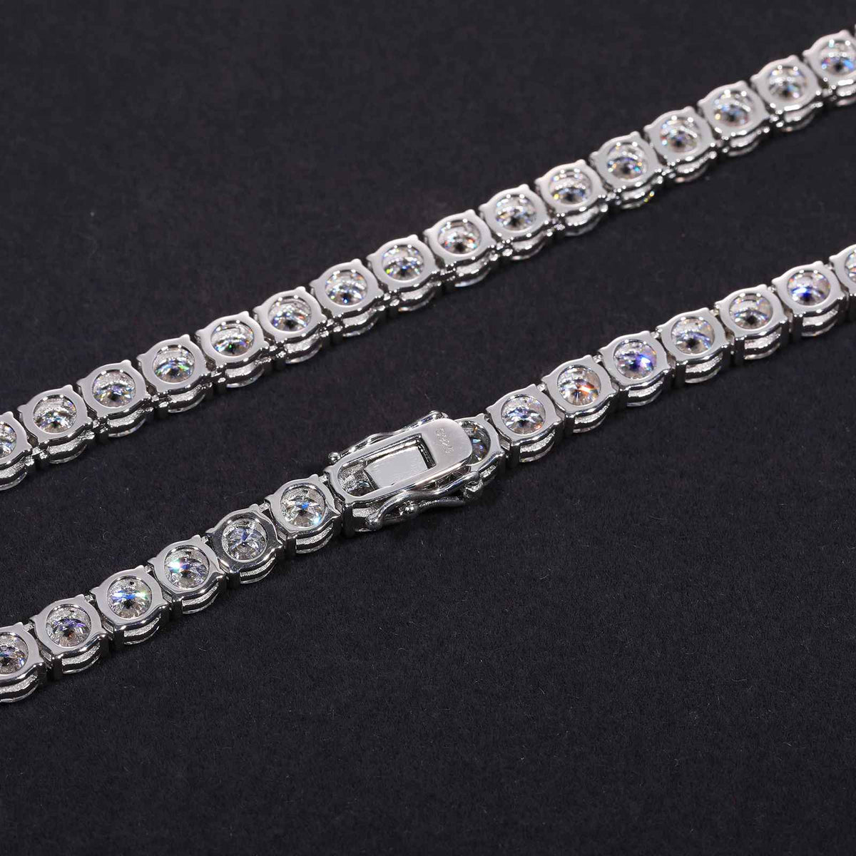 GC Éclat Tennis Necklace | 925 Silver VVS Moissanite Chain 4mm / 6mm | Silver Fox Sales