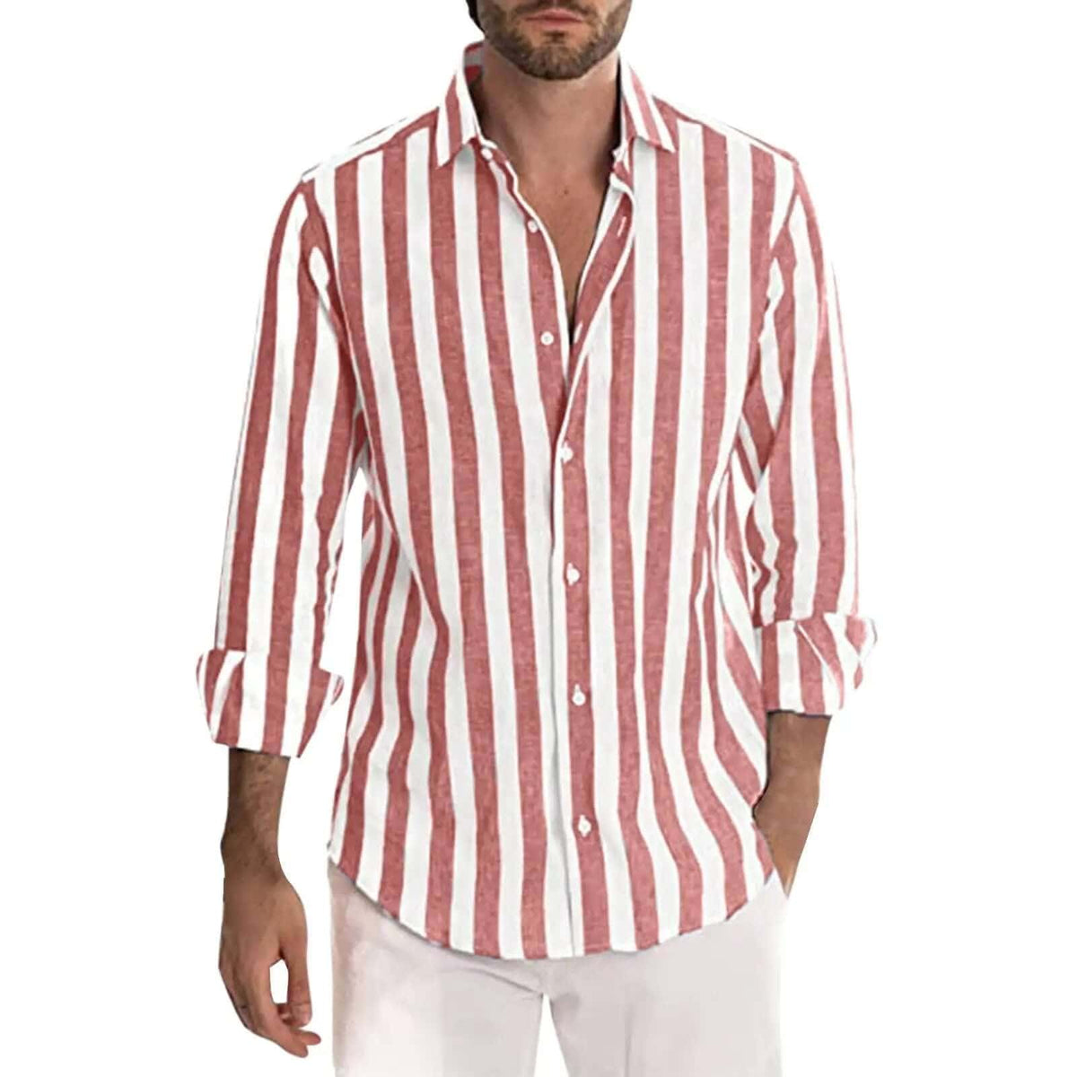 Striped Print Casual Loose Long-sleeved Shirt