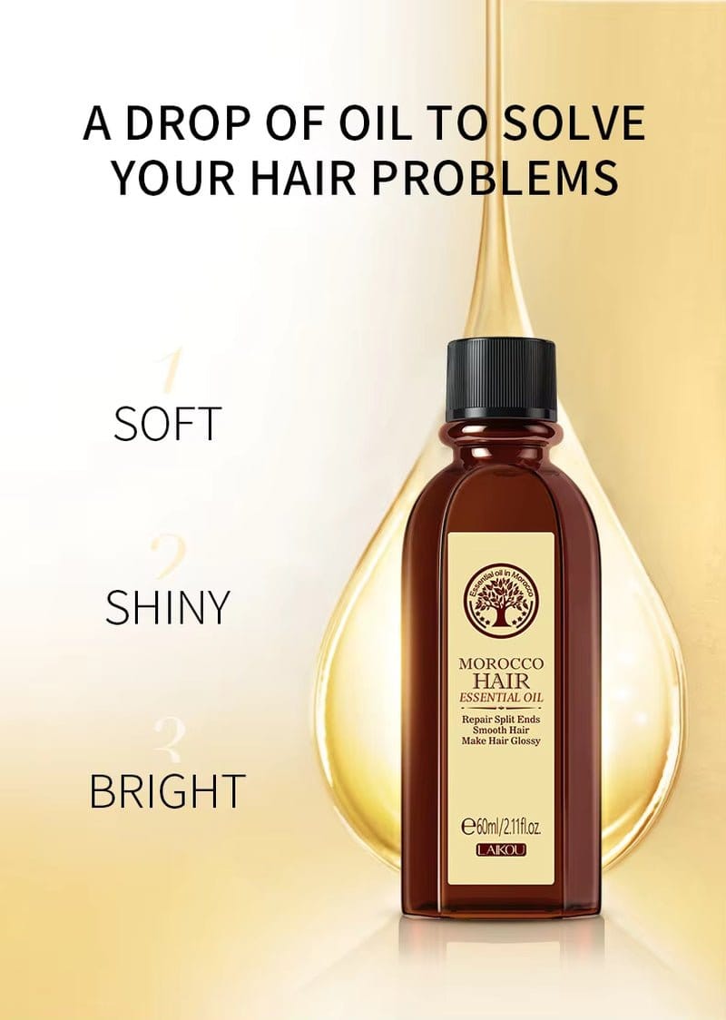 Morocco Hair Essential Oil 60Ml Repair Damaged Hair anti Frizz Nourishing Smoothing Argan Oil for All Hair Types