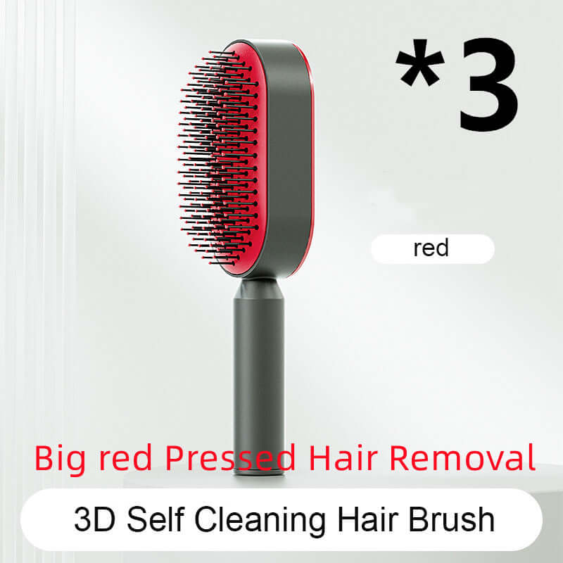 Self Cleaning Hair Brush For Women One-key Cleaning Hair Loss Airbag Massage Scalp Comb Anti-Static | Silver Fox Sales