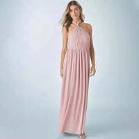 Pleated Solid-Colored Strap Three-Way Dress | Silver Fox Sales