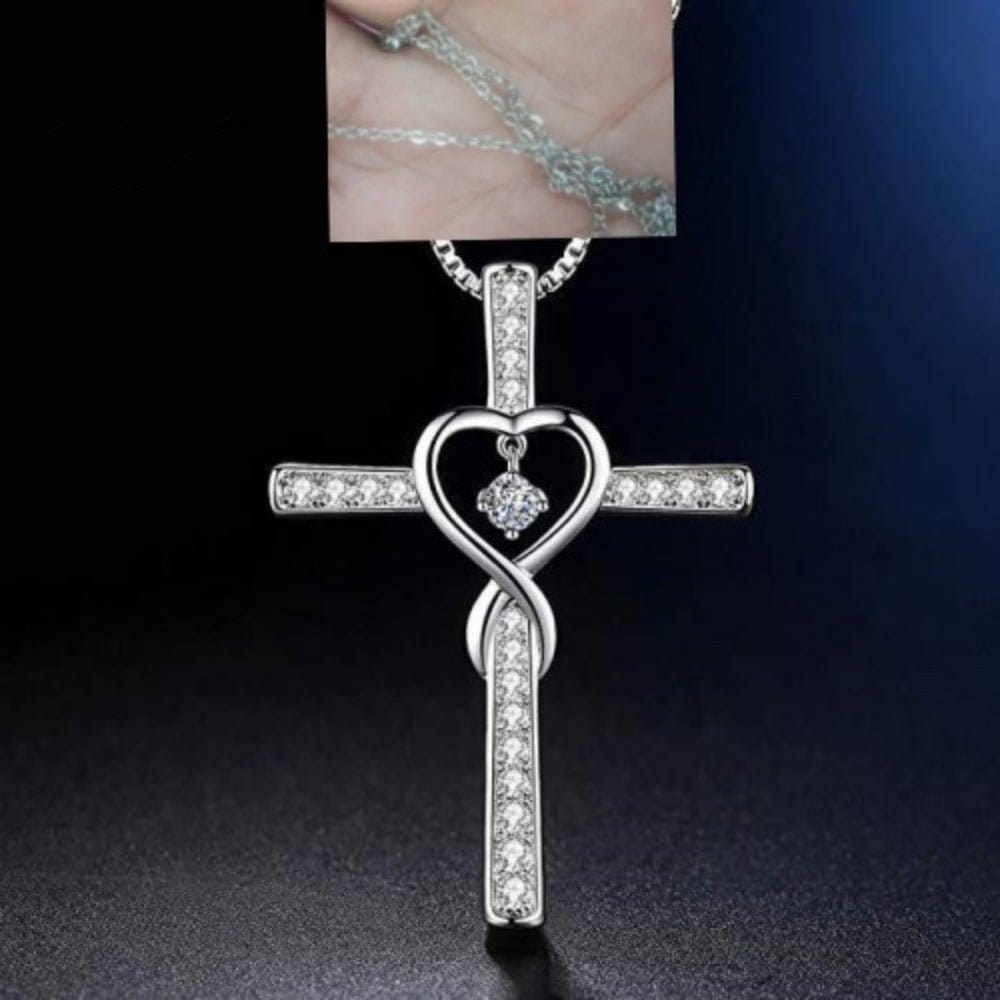 Infinity Love God We Trust Christian Cross Birthstone Crystal Pendant Necklace Colour Gems Zircon Heart | Silver Fox Sales
