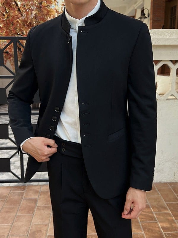 Men's Stand-Up Collar Two-Piece Suit | Silver Fox Sales