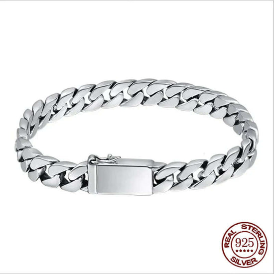 100% S925 Sterling Silver Bracelet 8MM Punk S925 Silver Jewelry Never Fade Men Women Jewelry Gifts