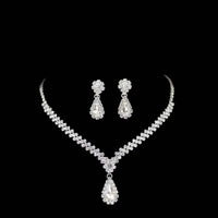 Rhinestone Necklace And Earring Set Of Two Pieces | Silver Fox Sales