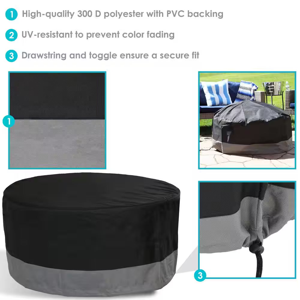 40 In. Gray/Black round 2-Tone Outdoor Fire Pit Cover
