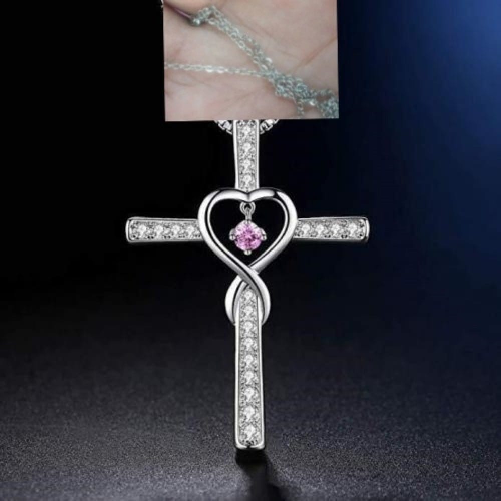 Infinity Love God We Trust Christian Cross Birthstone Crystal Pendant Necklace Colour Gems Zircon Heart | Silver Fox Sales