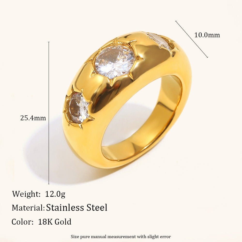 Womens Stainless Steel Ring In Gold-champagne Color | Silver Fox Sales