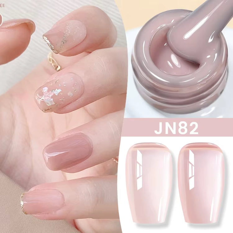 Jelly Nude Gel Nail Polish 10Ml Light Pink Peach Translucent Color UV Light Cure Gel Varnish Nail Art DIY at Home