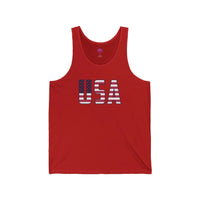 USA flag tank top in Red, unisex patriotic sleeveless shirt