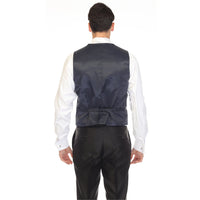 Navy double breasted vest set worn with dress shirt – view 6