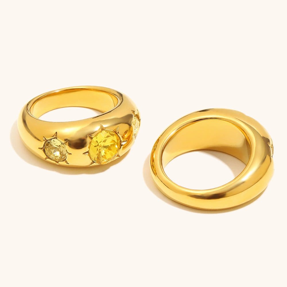 Womens Stainless Steel Ring In Gold-champagne Color | Silver Fox Sales