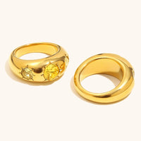Womens Stainless Steel Ring In Gold-champagne Color | Silver Fox Sales