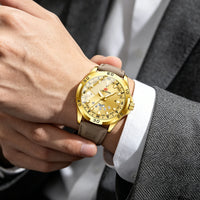 Men’s Business Quartz Watch – Leather Strap & Day-Date Display