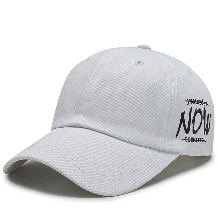 White baseball cap with embroidered text &