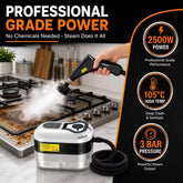 MREGB Handheld Steam Cleaner High-Temperature Pressurized Portable Steamer Fast Heat-Up Deep Cleaning Tool with Accessories for Car Detailing Kitchen Grease Bathroom Tile Floor Multi Surface Home Appliance Wash Equipment