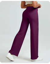 High-Waisted Straight Leg Yoga Pants for Women - Butt Lifting Loose Fit Workout Trousers for a Slimming Effect
