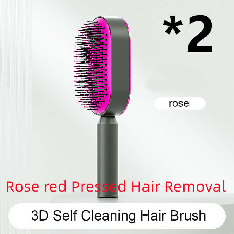 Self Cleaning Hair Brush For Women with 3D design for easy hair removal and scalp massage.
