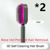 Self Cleaning Hair Brush For Women with 3D design for easy hair removal and scalp massage.