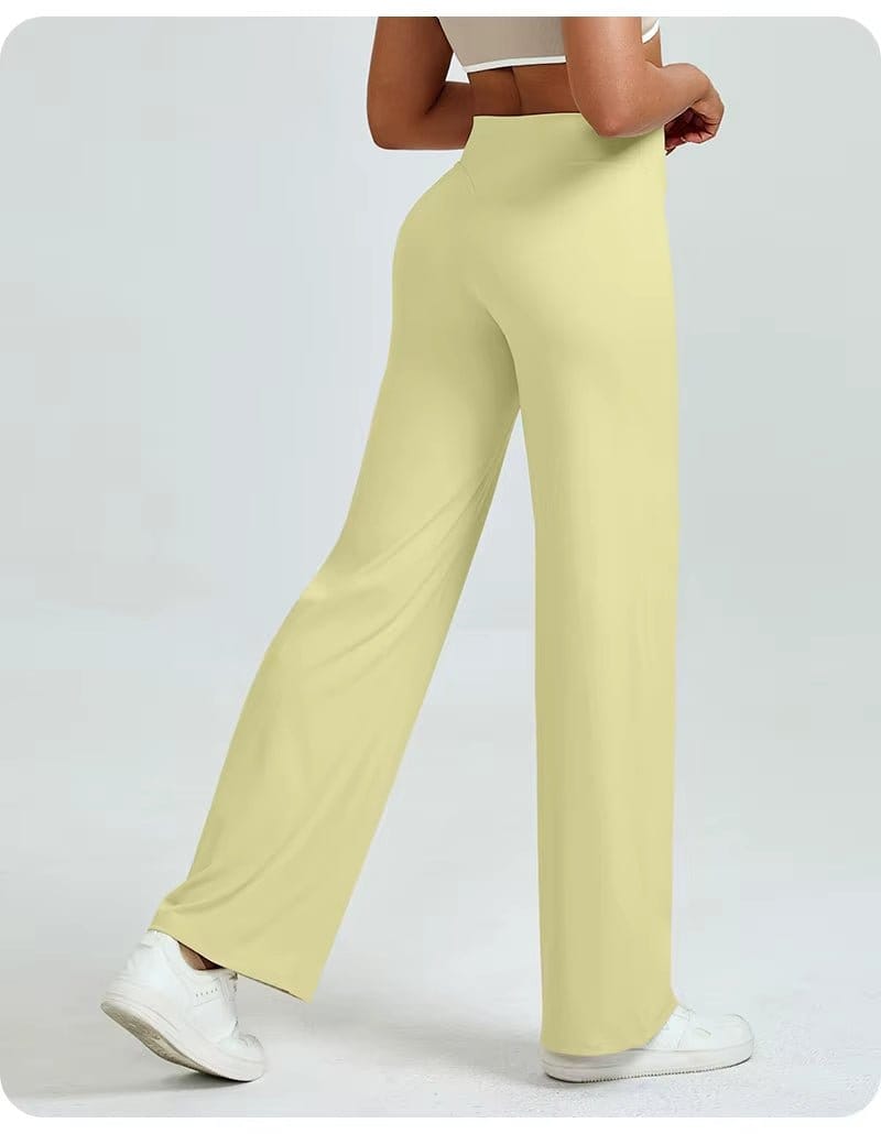 High-Waisted Straight Leg Yoga Pants for Women - Butt Lifting Loose Fit Workout Trousers for a Slimming Effect