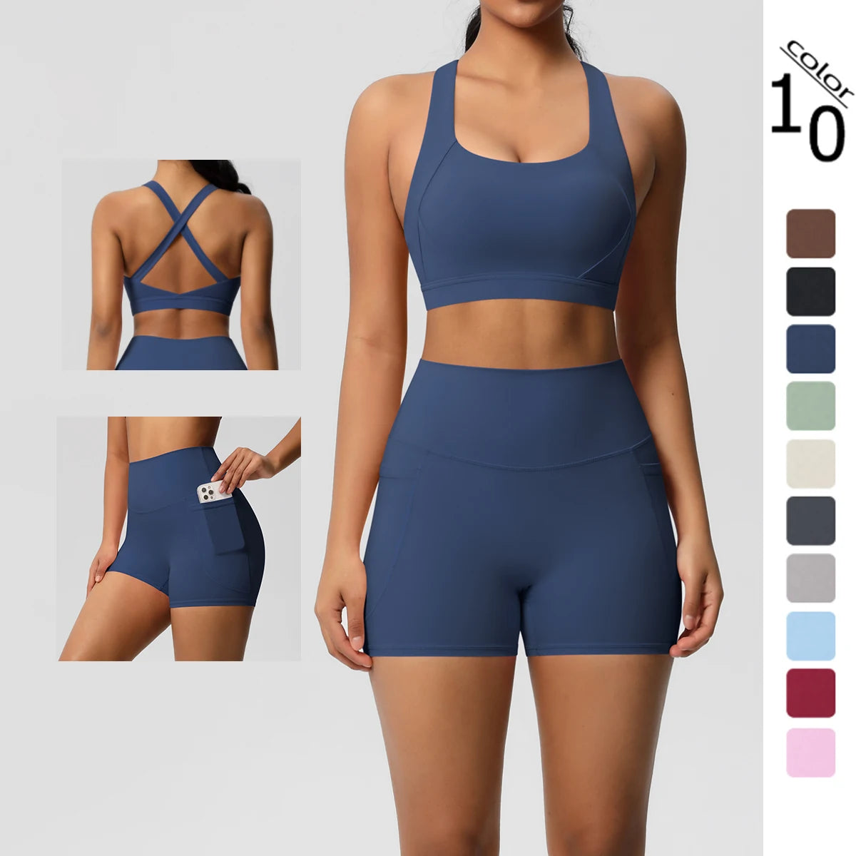 Women’s 2-Piece Pocketed Yoga Set – Sports Bra & Leggings
