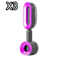 Self Cleaning Hair Brush For Women One-key Cleaning Hair Loss Airbag Massage Scalp Comb Anti-Static | Silver Fox Sales