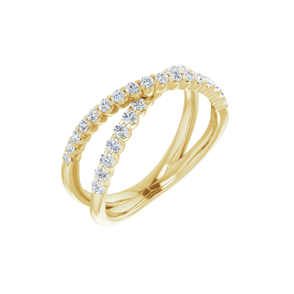 Valérie 14K Gold Diamond Criss-Cross Ring | Silver Fox Sales
