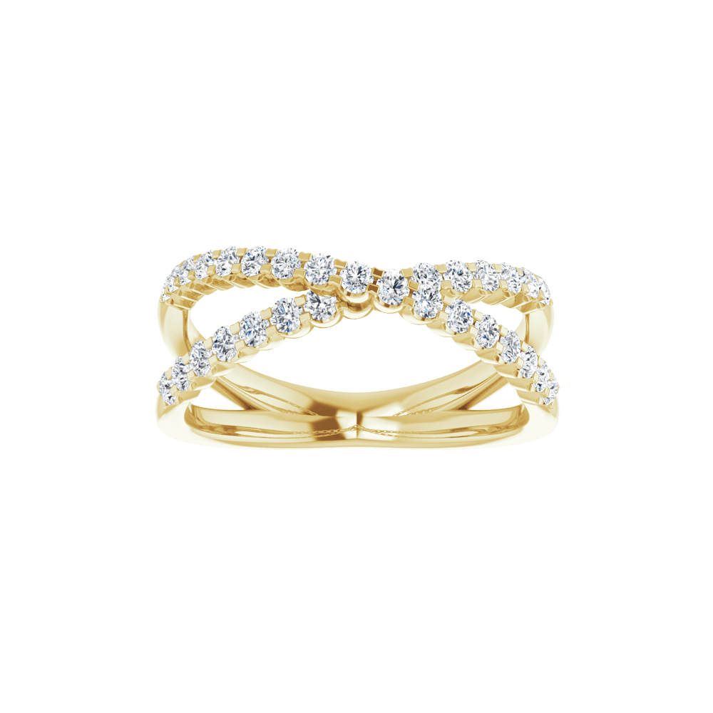 Valérie 14K Gold Diamond Criss-Cross Ring | Silver Fox Sales