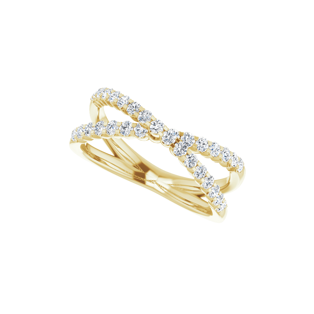 Valérie 14K Gold Diamond Criss-Cross Ring | Silver Fox Sales