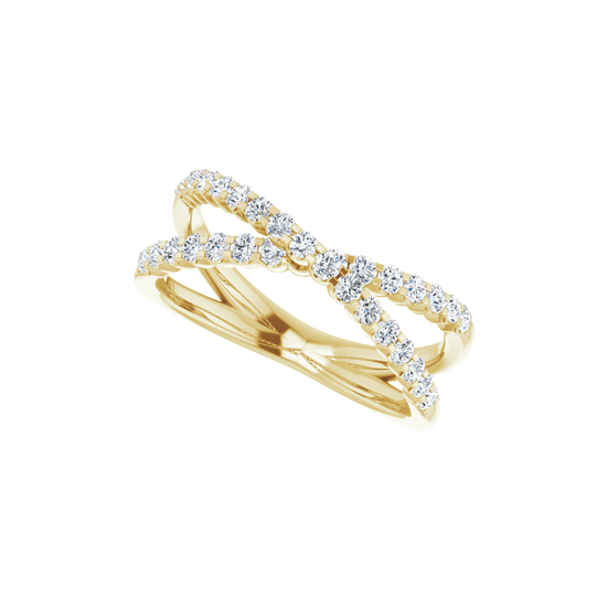 Valérie 14K Gold Diamond Criss-Cross Ring