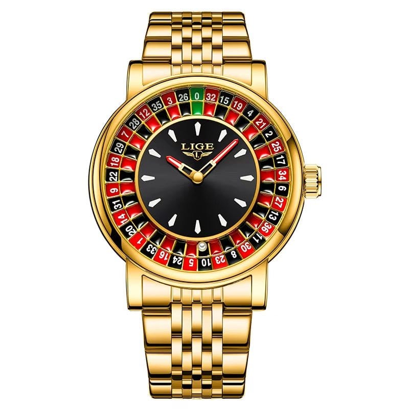 Fashion Men Watch Rotating Dial Las Vegas Roulette Desktop Theme Watch Men Waterproof Luminous Clock Watches Creative Clock