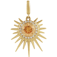 Soleil Auréa Pendant 14K Gold Citrine & Diamond Halo Sun | Silver Fox Sales