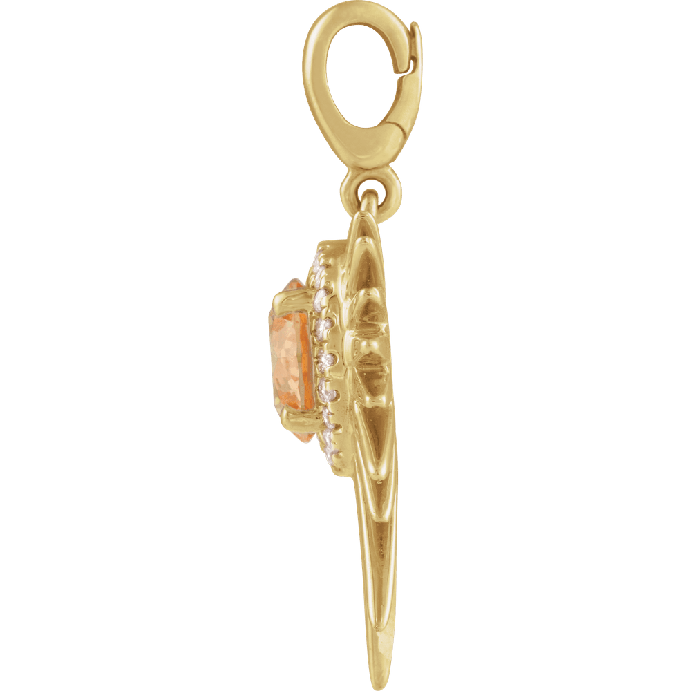 Soleil Auréa Pendant 14K Gold Citrine & Diamond Halo Sun | Silver Fox Sales
