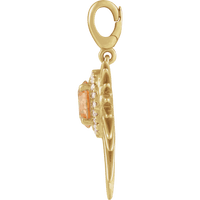 Soleil Auréa Pendant 14K Gold Citrine & Diamond Halo Sun | Silver Fox Sales