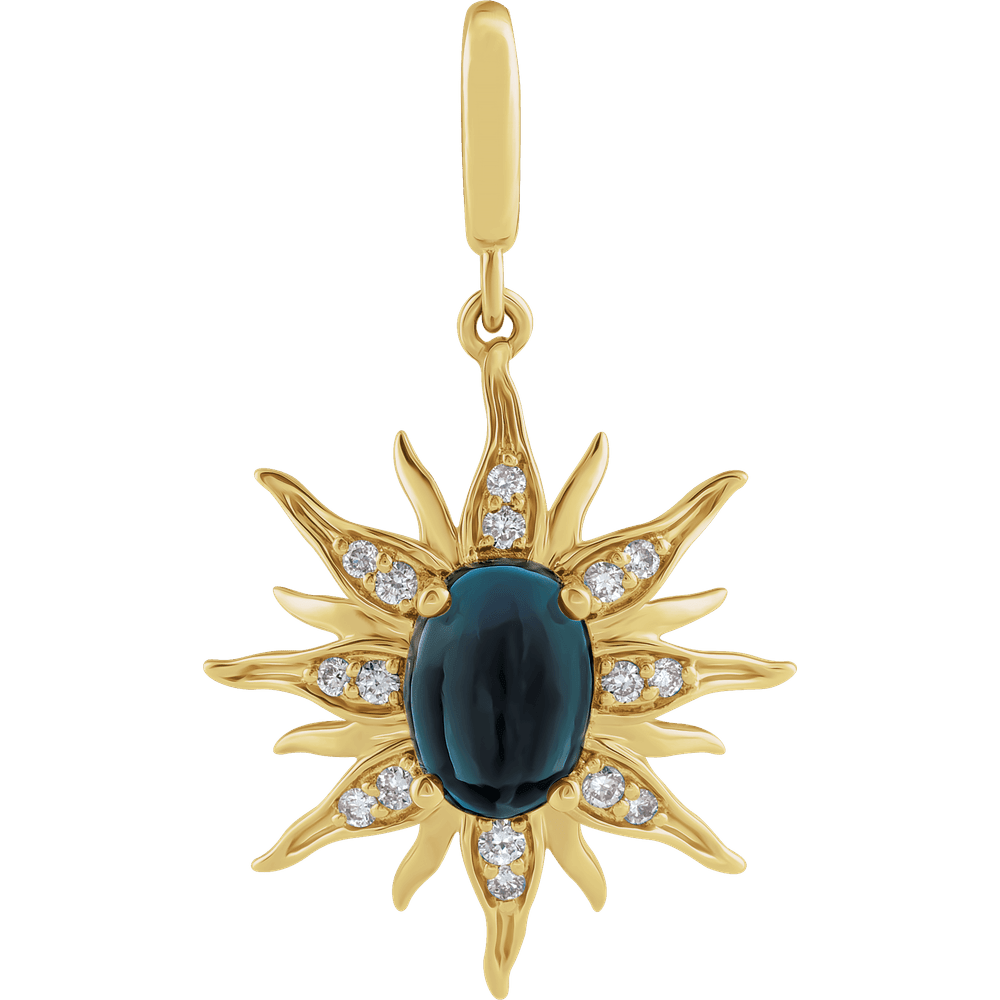 Soleil Nocturne Pendant 14K Gold Blue Topaz & Diamond | Silver Fox Sales