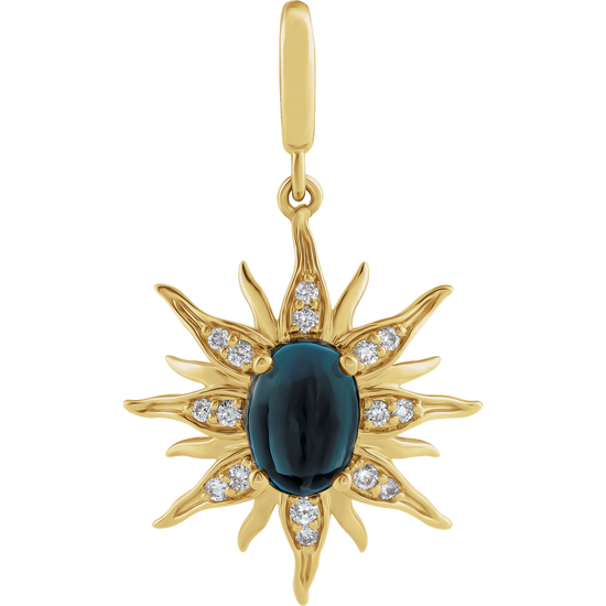 Soleil Nocturne Pendant 14K Gold Blue Topaz & Diamond