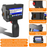 12.7MM Portable Handheld Inkjet Printer for Production Date Barcode Label Coding Machine Batch Number QR Quick Drying