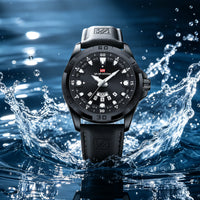 Men’s Business Quartz Watch – Leather Strap & Day-Date Display