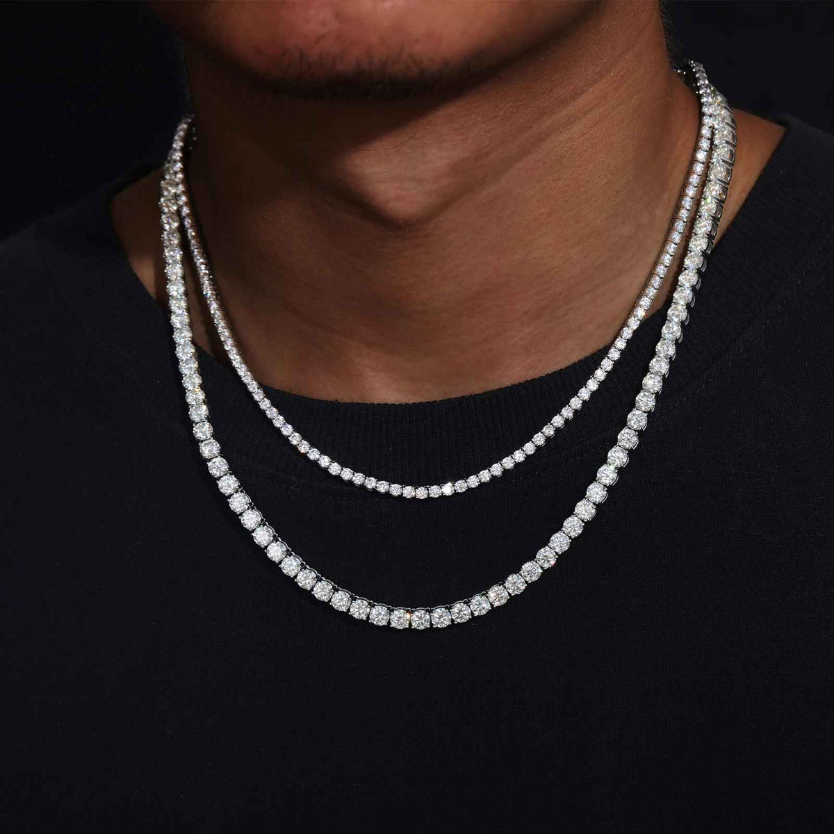 GC Éclat Tennis Necklace | 925 Silver VVS Moissanite Chain 4mm / 6mm | Silver Fox Sales