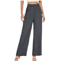Women's high-waist wide-leg trousers with pockets - view 13