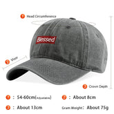 Vintage Washed Blessed Embroidered Baseball Cap, adjustable unisex embroidered dad hat with a retro vibe.