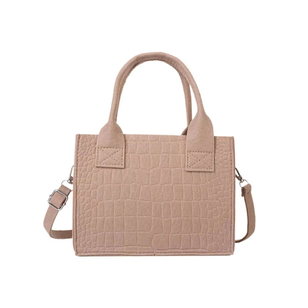 2023 New Pu leather women crossbody bags in beige with textured finish and detachable strap.
