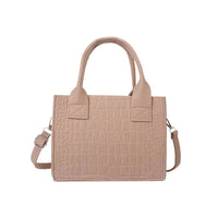2023 New Pu leather women crossbody bags in beige with textured finish and detachable strap.
