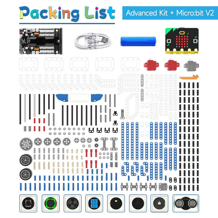 BBC Microbit V2 Robot DIY Electronic Starter Kit for Kids Educational Science Projects STEM Programming with Chargeable Battery