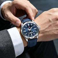 Men’s Business Quartz Watch – Leather Strap & Day-Date Display