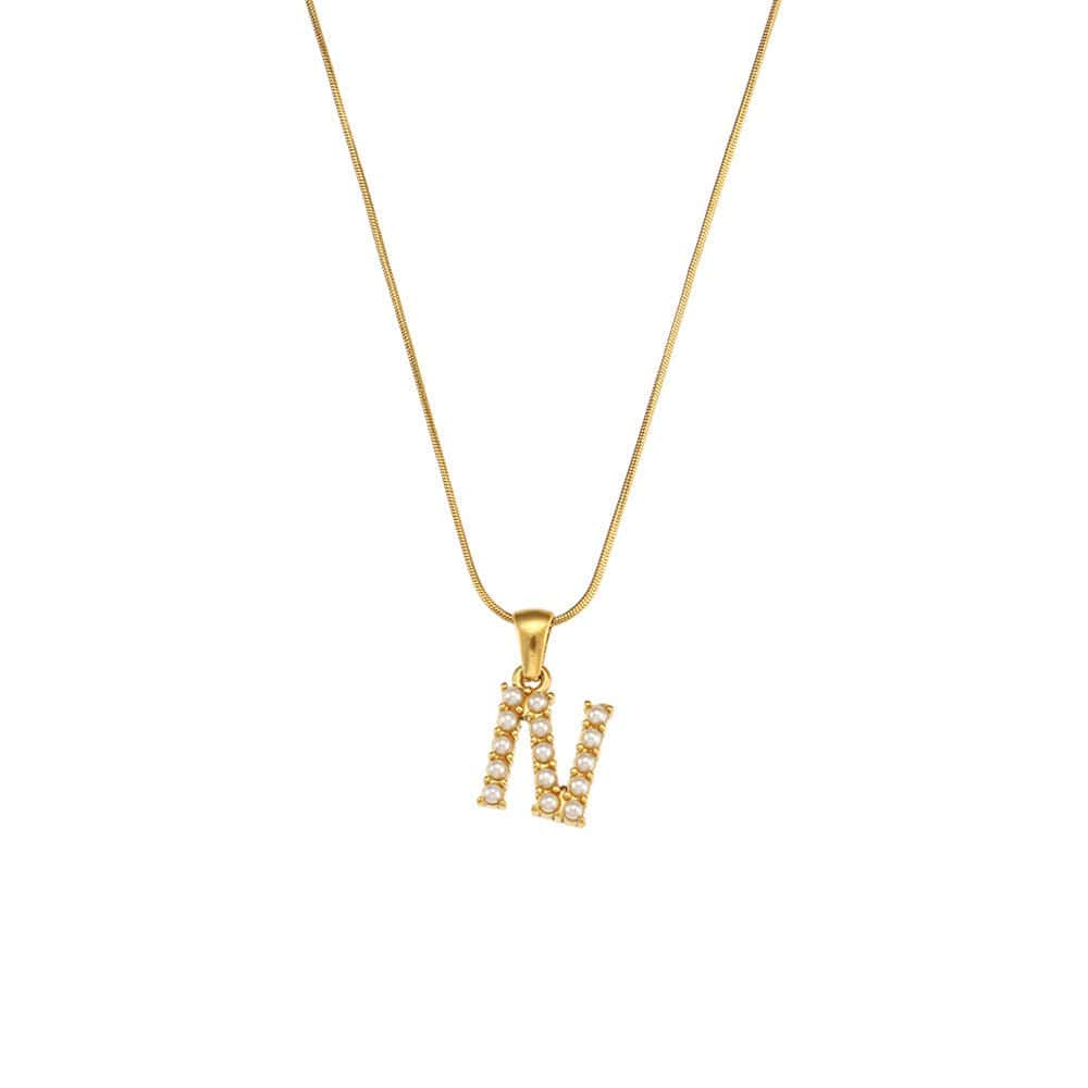 18K Gold-Plated Letter Initial Necklace – Stainless Steel Snake Chain | Silver Fox Sales