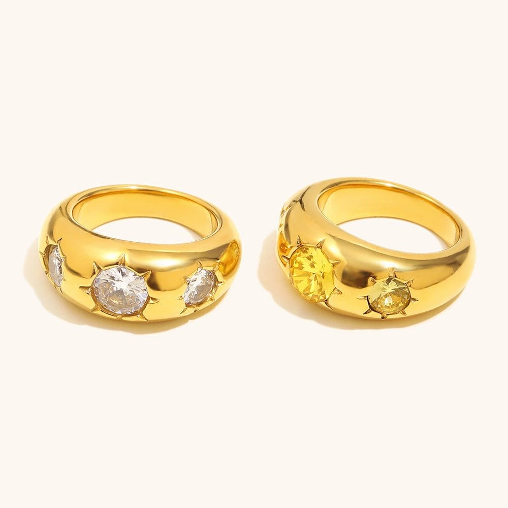 Womens Stainless Steel Ring In Gold-champagne Color | Silver Fox Sales