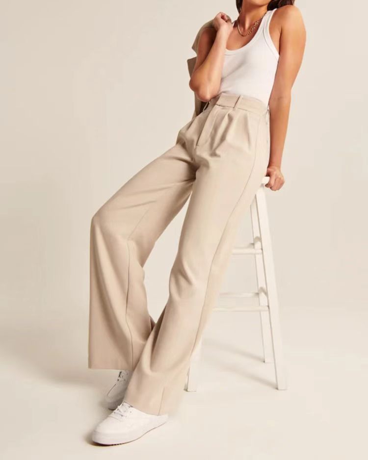 Women's high-waist wide-leg trousers with pockets - view 6