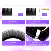 NAGARAKU individual eyelash extension lashes features: no residue, no stick, no kink, and foil back strips for easy use.