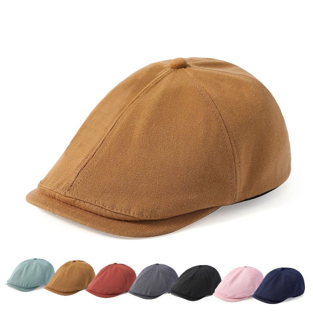 Retro beret cap for men and women available in various colors and styles, made from high-quality cotton fabric.